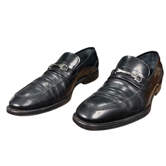 Vintage Salvatore Ferragamo Bentley Black Double Gancini Loafer Size 9.5 D main image 11